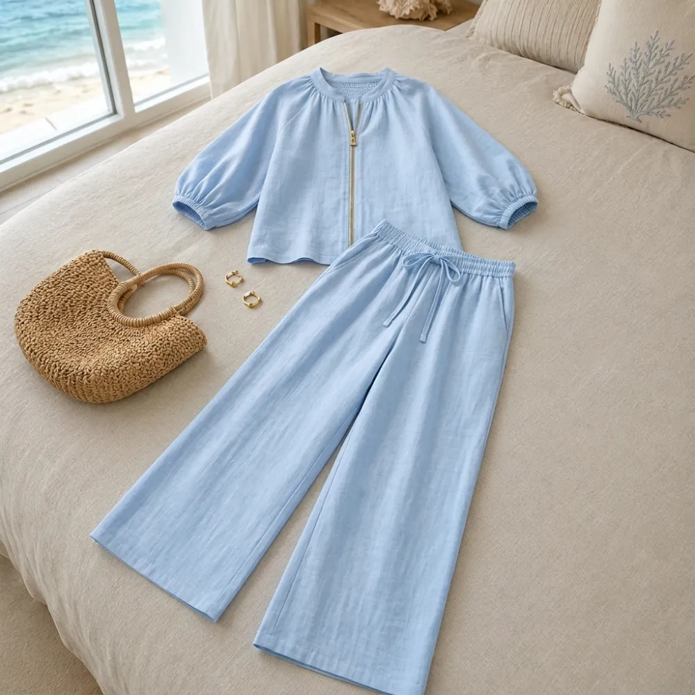Zip Front Two Piece Set