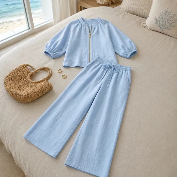 Zip Front Two Piece Set