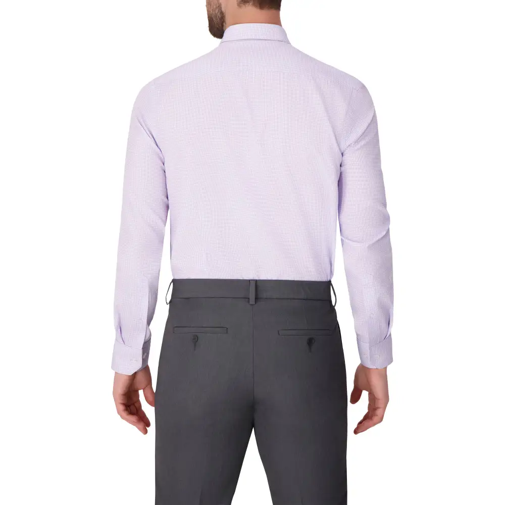 Check-Print Four-Way-Stretch Modern-Fit Men's Dress Shirt