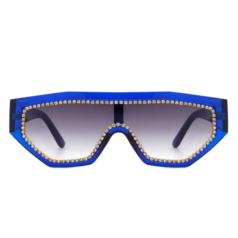 Glossy Square Geometric Frame Sunglasses