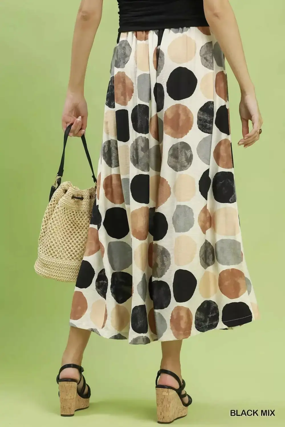 Relaxed Dot Print Wide Leg Pants