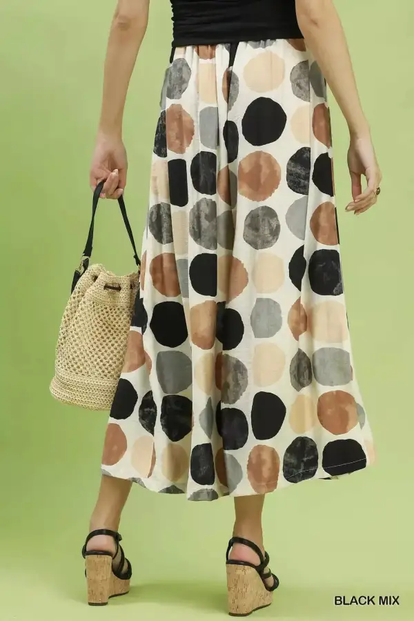 Relaxed Dot Print Wide Leg Pants
