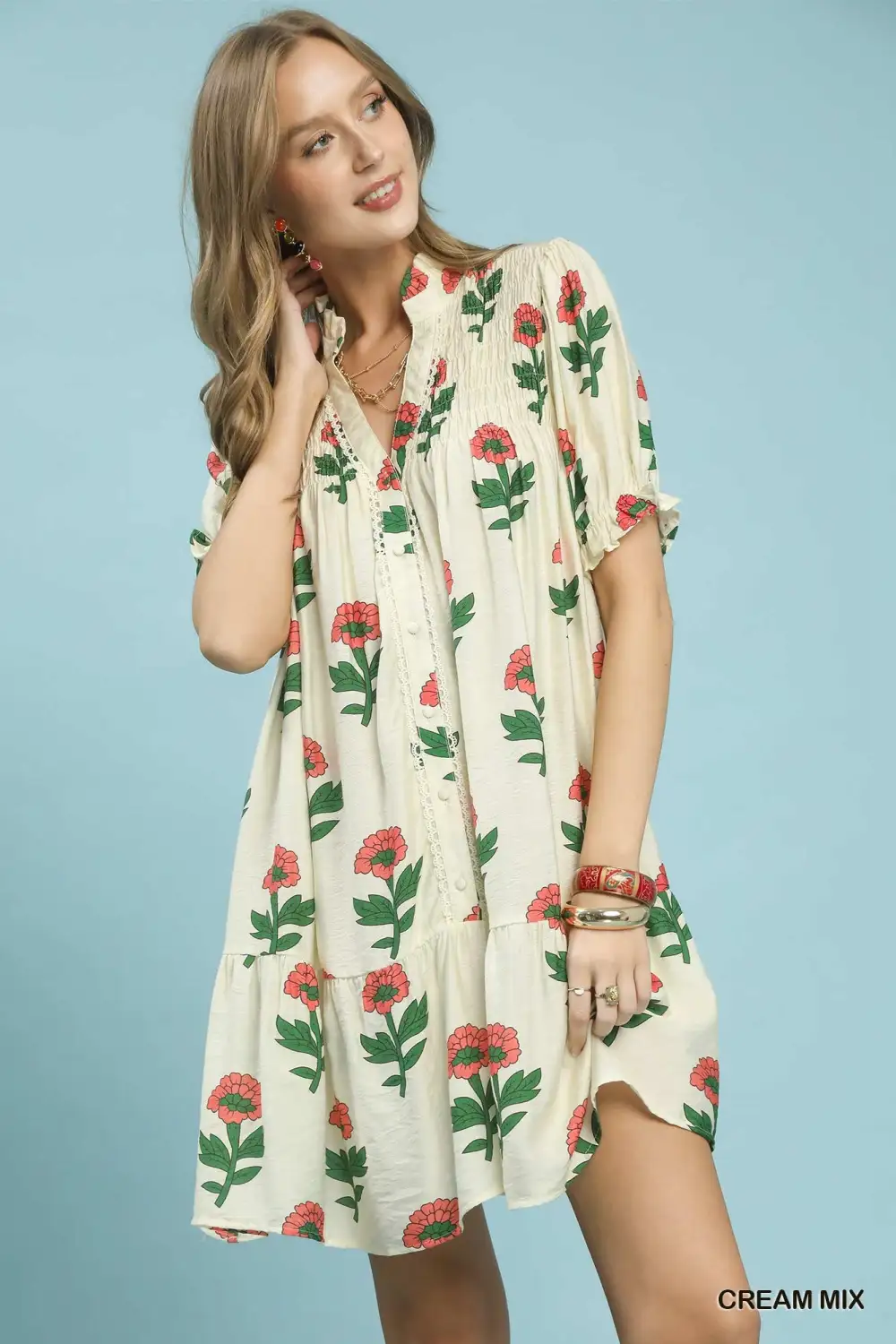 Polished Detail Floral Printed Dress