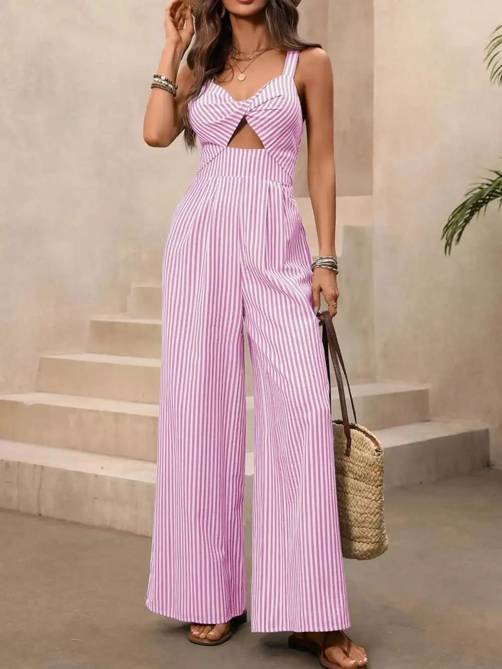 Classic Striped Wide Leg Jumpsuit