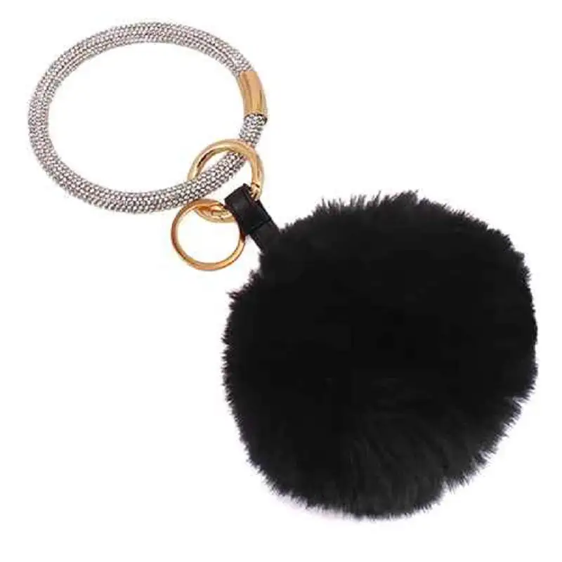 Polished Crystal Pom Pom Keychain