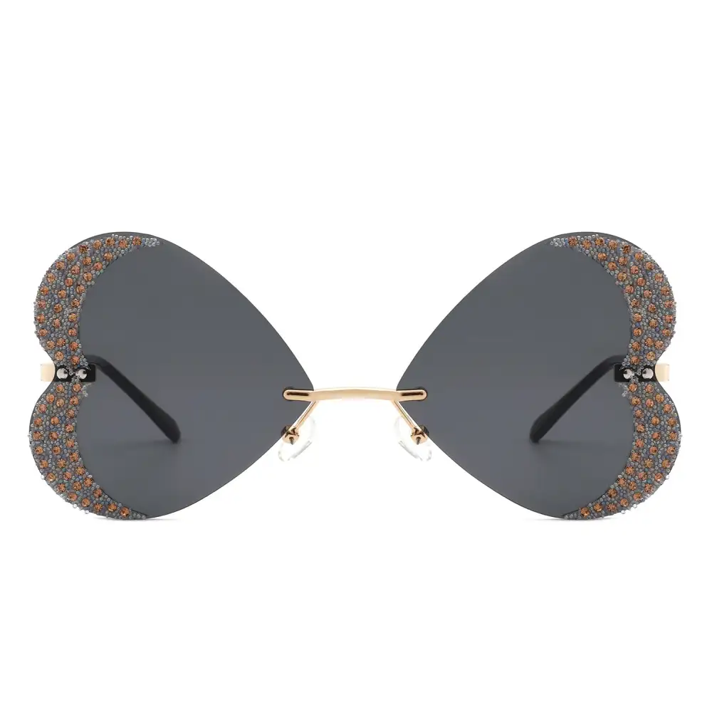 Rimless Butterfly Frame Sunglasses