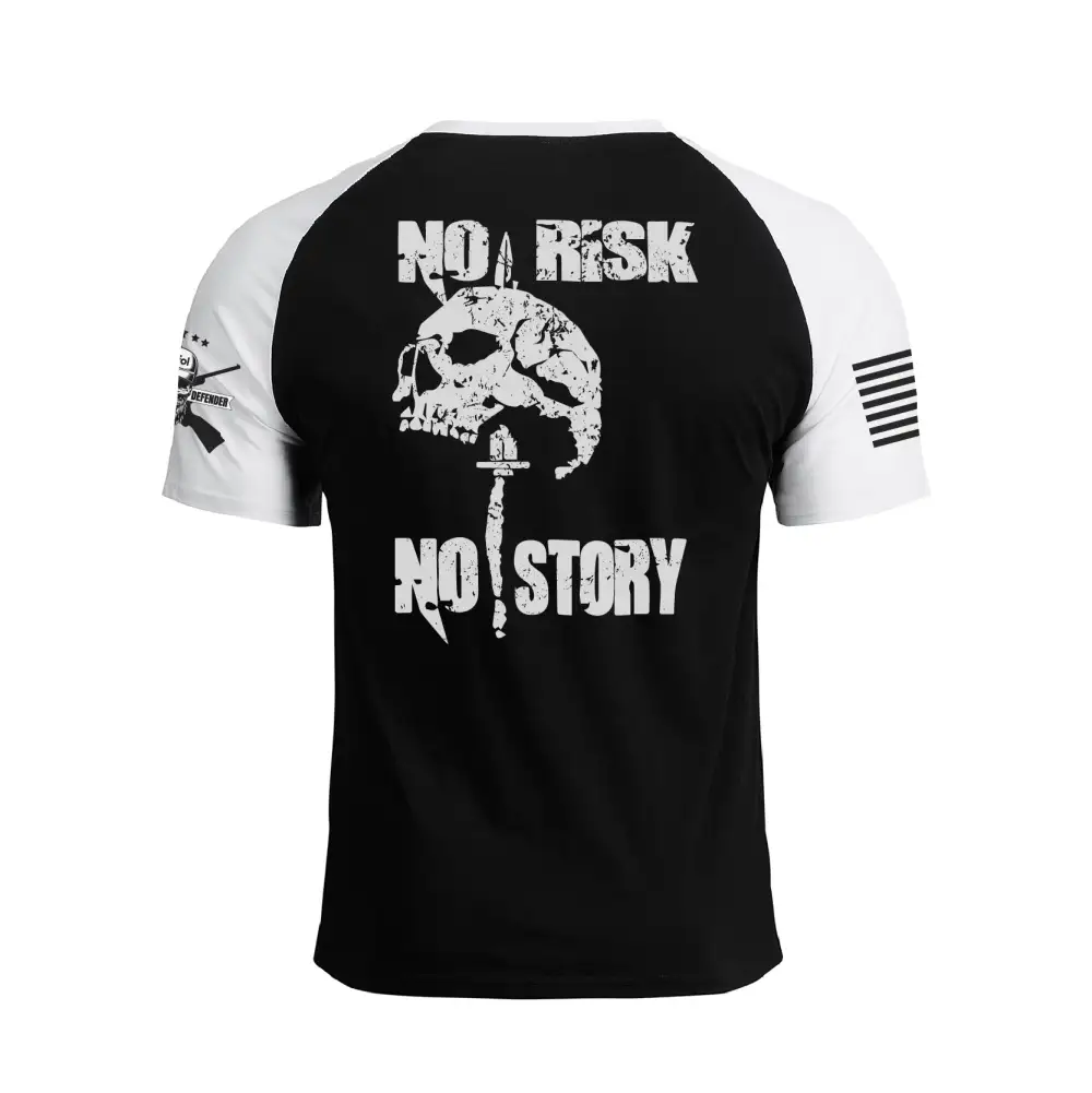 NO RISK NO STORY RAGLAN GRAPHIC TEE