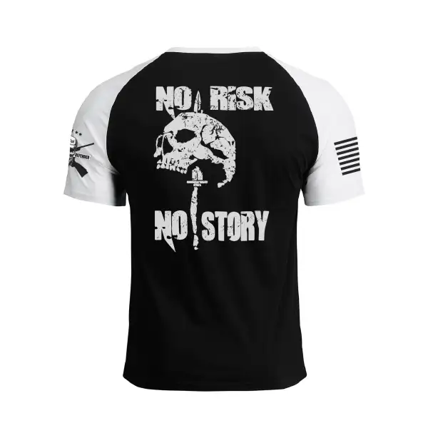 NO RISK NO STORY RAGLAN GRAPHIC TEE