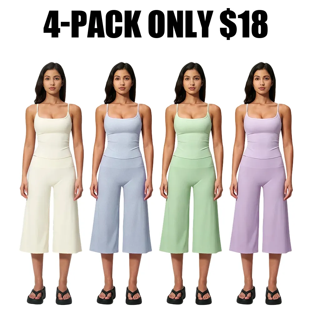 Strappy Tank Top and High-Waisted Mid-Length Shorts — Outdoor Running & Sports Set