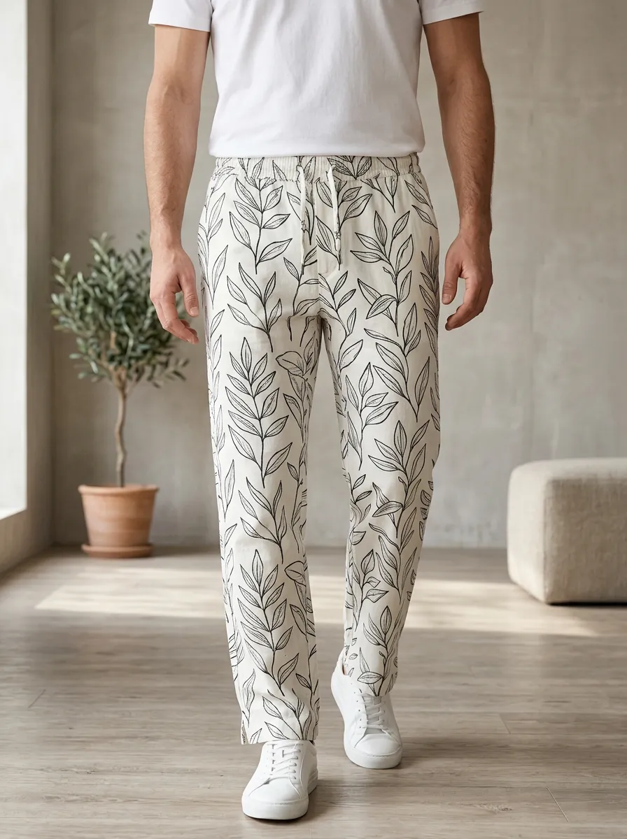 Men's Garden Inspired Botanical Printed Pants