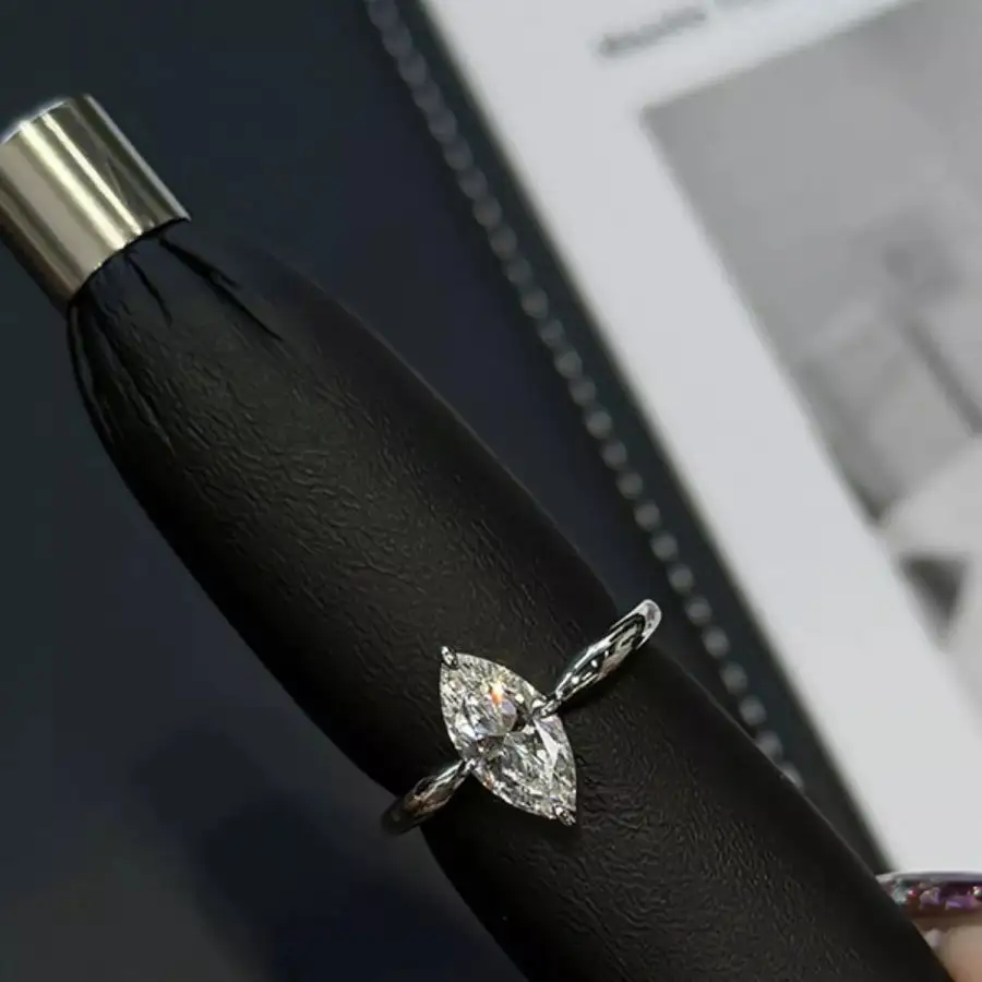 Crisp Ring with Sterling Silver Moissanite