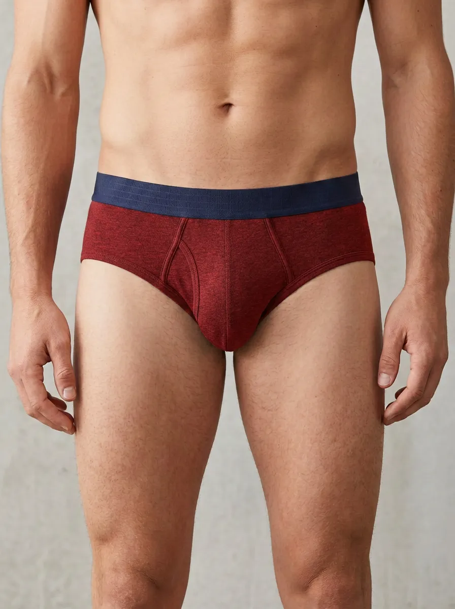 Men's Charcoal Grey Solid Color Elastic Waistband Briefs