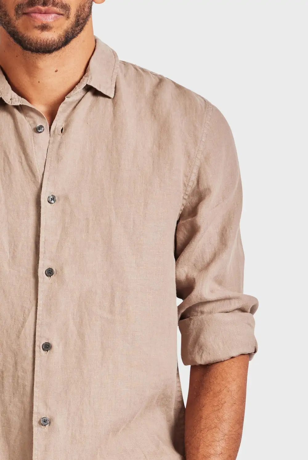 Black Linen Button Down Long Sleeve Shirt