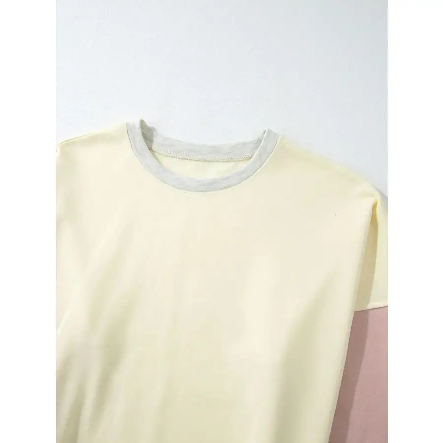 Block Round Neck Top and Pants Set