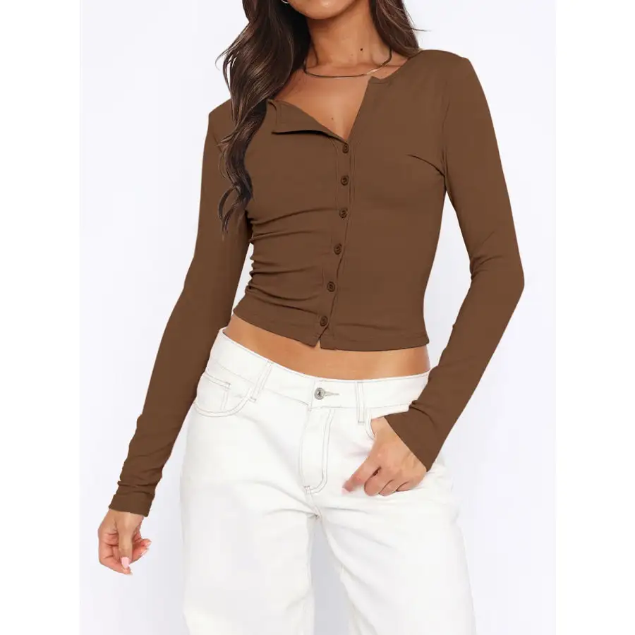 Button Down Long Sleeve Top