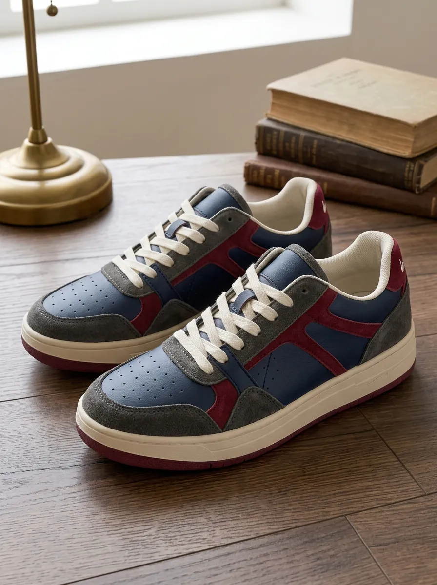 Women's Relaxed Retro Colorblock Suede Leather Skate Shoes