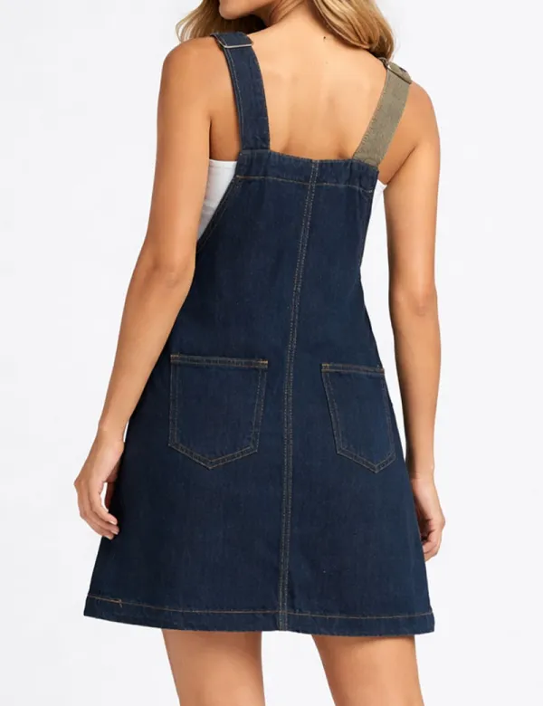 Vintage Color Block Patchwork Denim Mini Dress