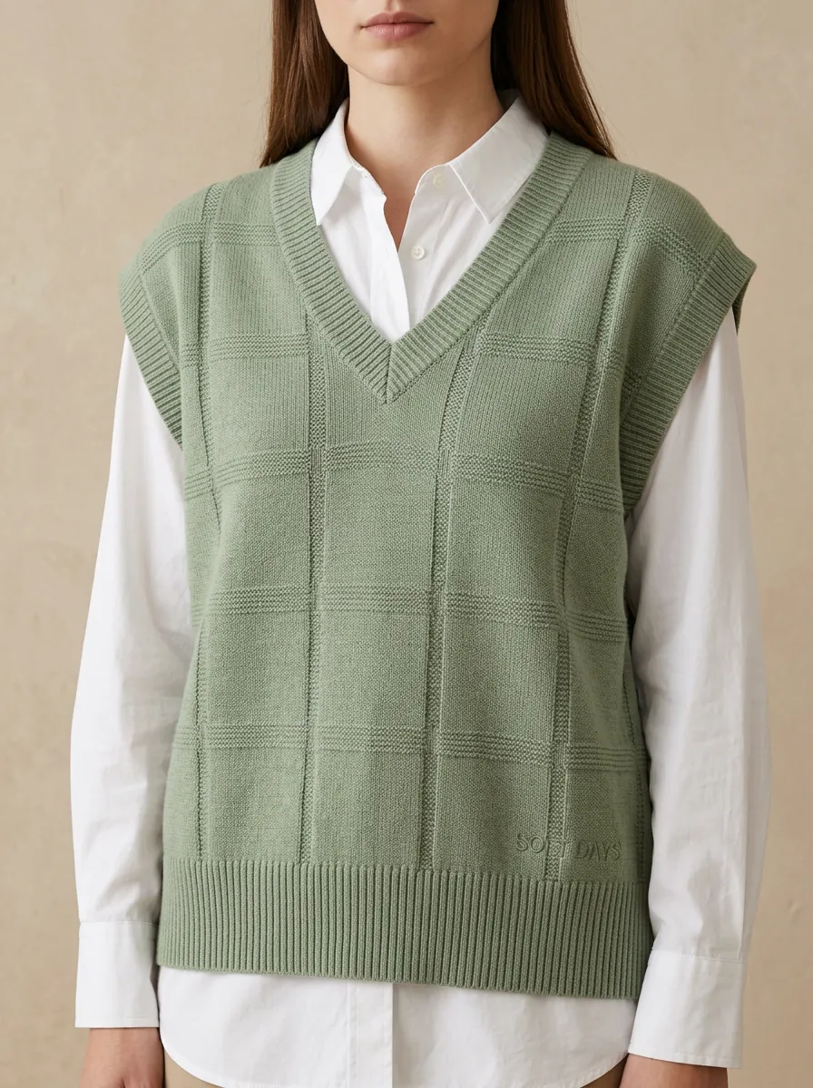 Preppy Plaid Button Sweater Vest
