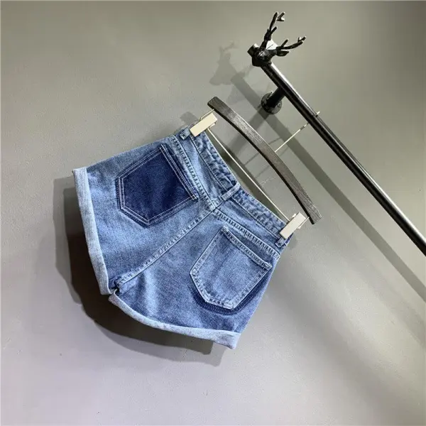 Contoured Pocketed Shorts Denim Pants