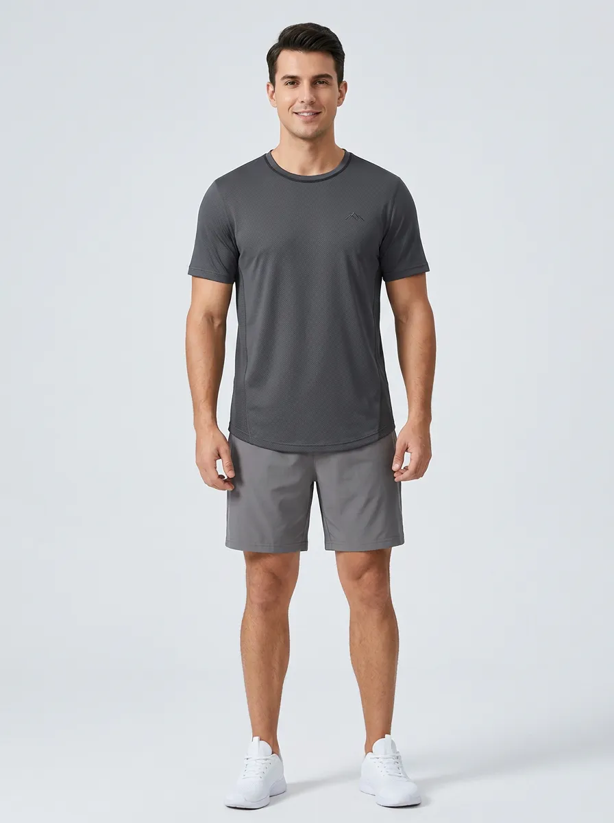 Men's Mountain Athletic Textured Performance Sport Crewneck T-Shirt