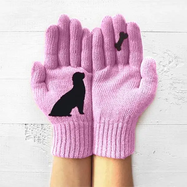 Women'S Kitten And Fish Print Gloves 43443504C