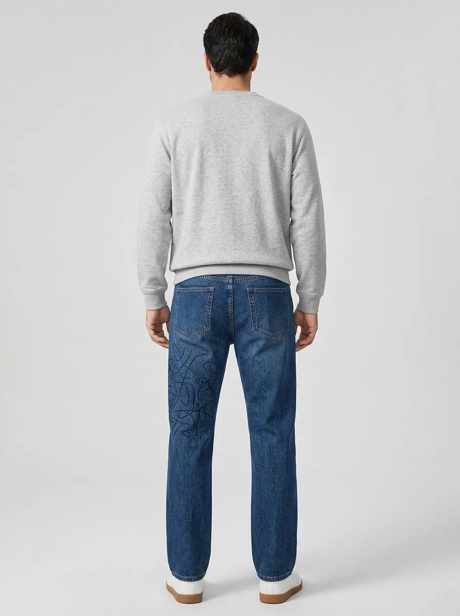 Straight Leg Men's Loose Fit Jeans
