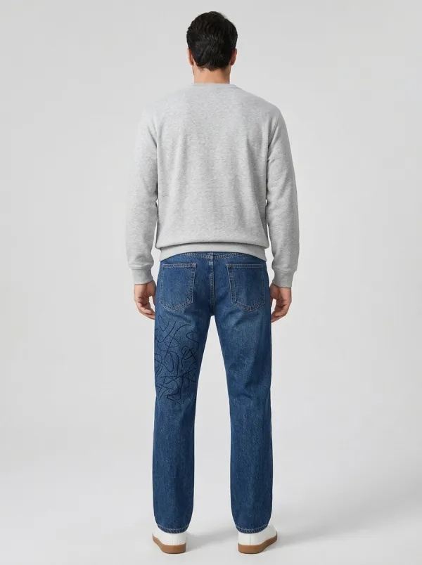 Straight Leg Men's Loose Fit Jeans