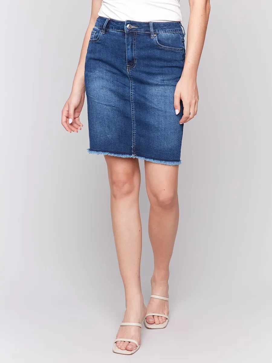 Casual Solid Color Basic Versatile Denim Skirt