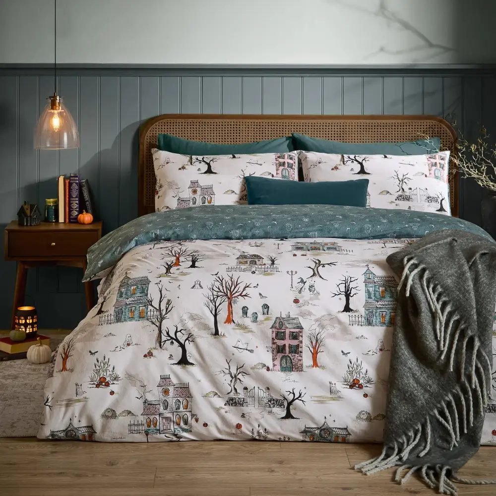 Modern Bedroom Reversible Celestial Cotton Duvet Cover Set