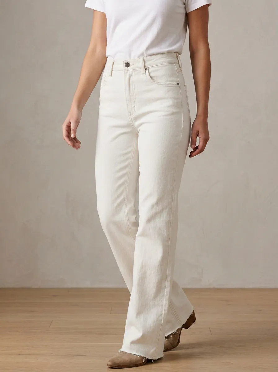 Everyday-Look High-Rise Raw-Hem Washed Denim Jeans