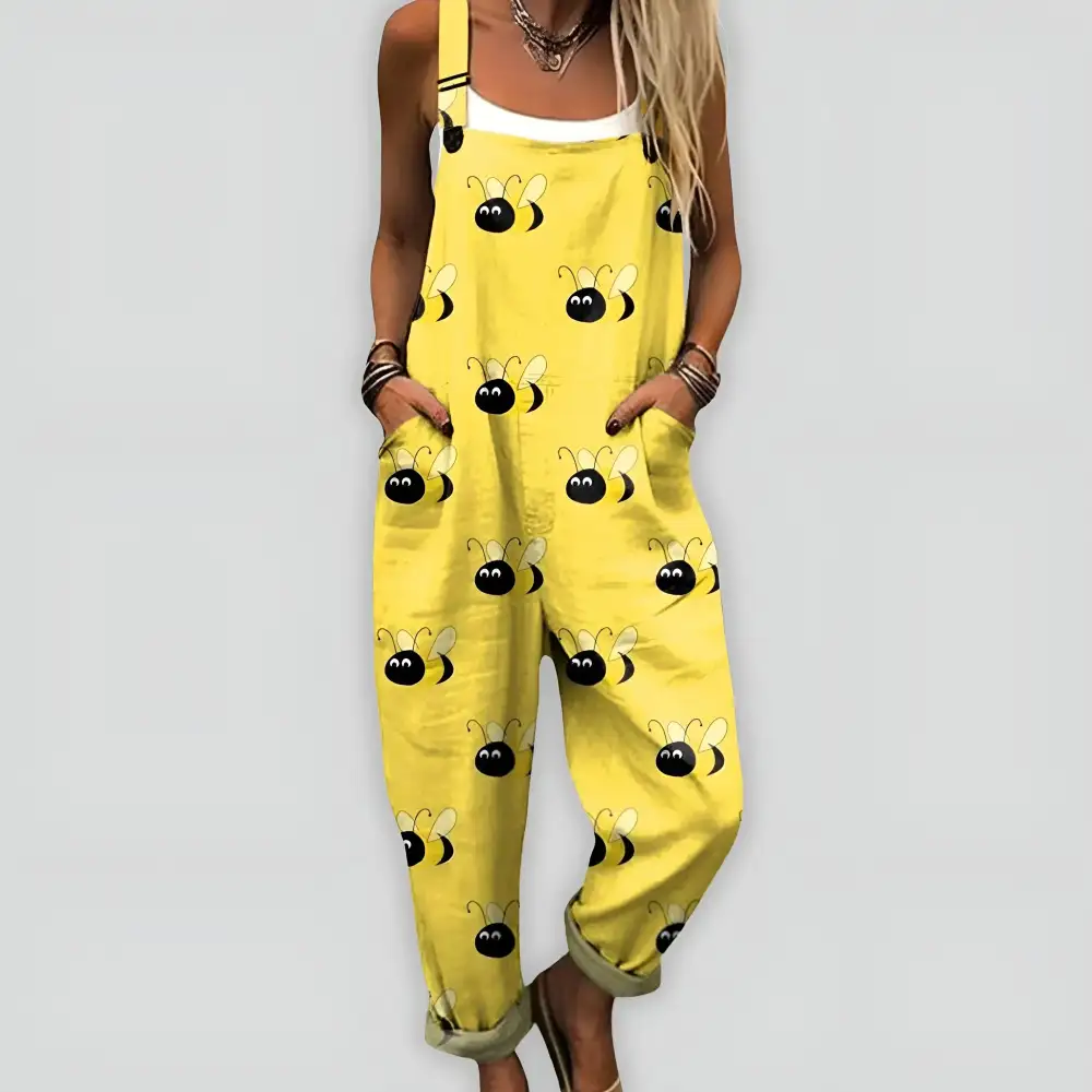 Structured Printed Wide Leg Jumpsuit