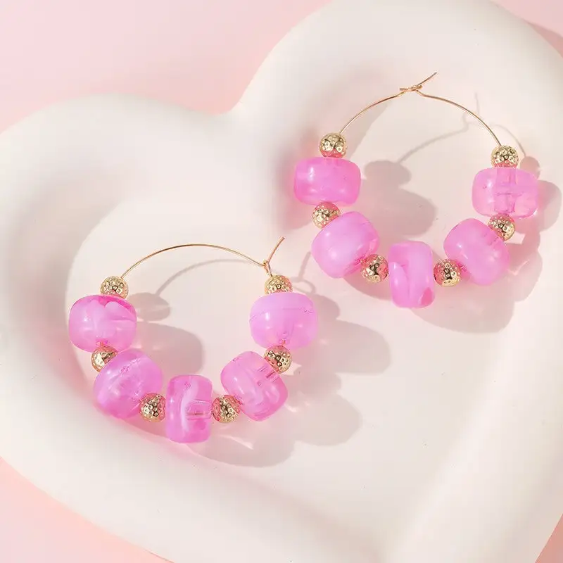 Boho Resin Beaded Hoop arrings