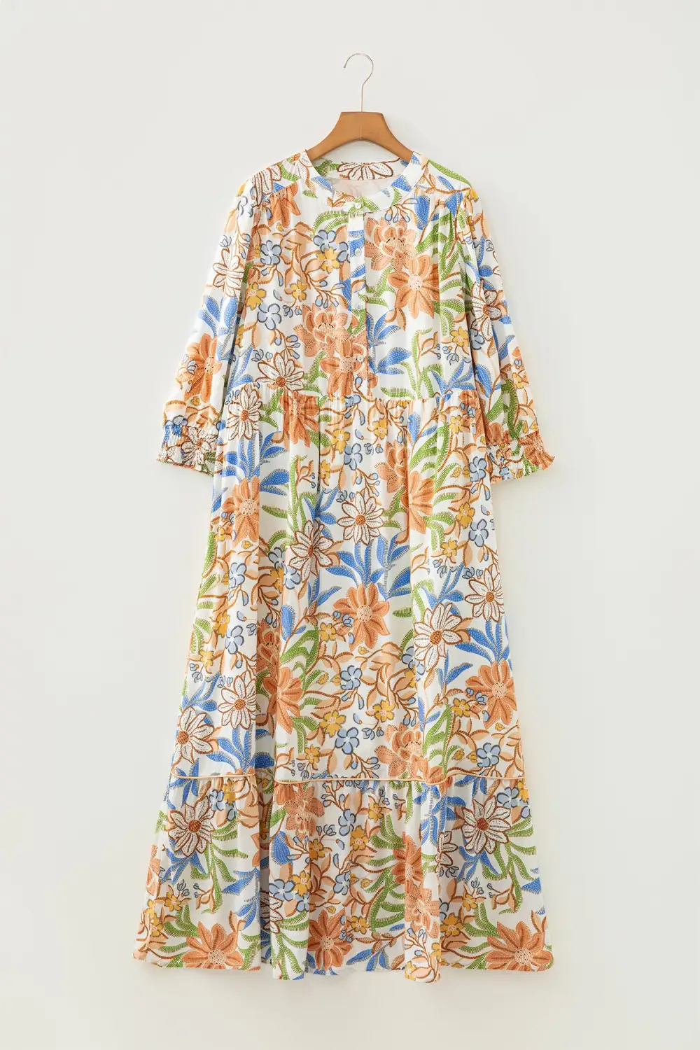 Layered Detail Floral Printed Tiered Dress