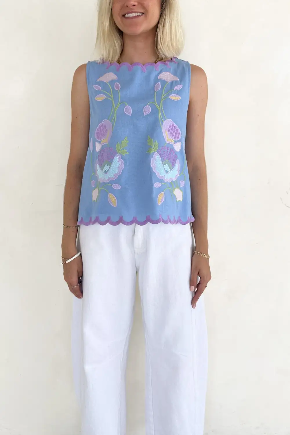 Floral Embroidered Sleeveless Top