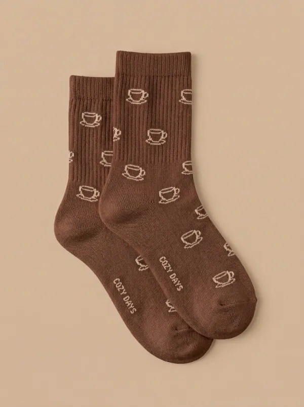 Coffee-Motif Casual Socks