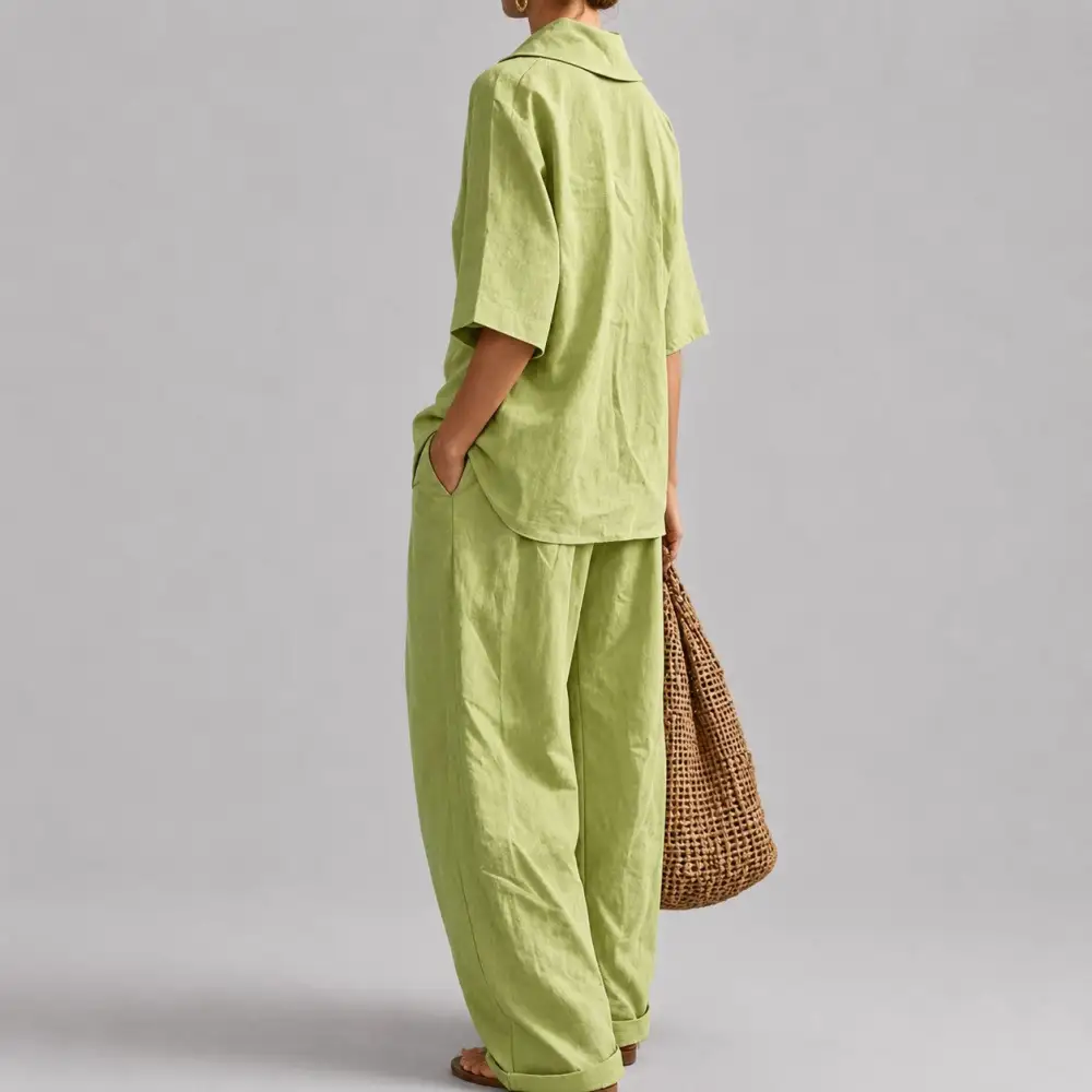 Women's Loose V-Neck Two Piece Lounge Set
