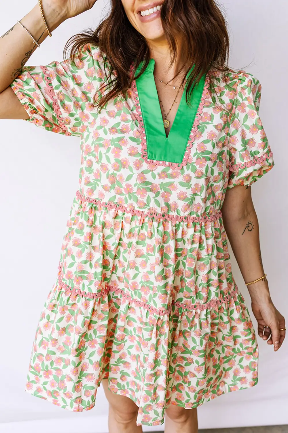Finish Floral Puff Sleeve Dress