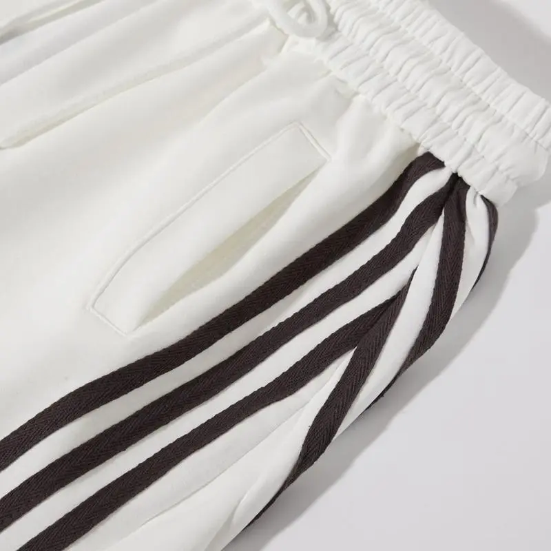 Loose Wide Leg Striped Track Pants Women's Casual Streetwear Joggers with Elastic Waistband