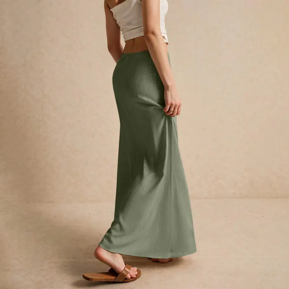 Satin A-Line Drawstring Skirt