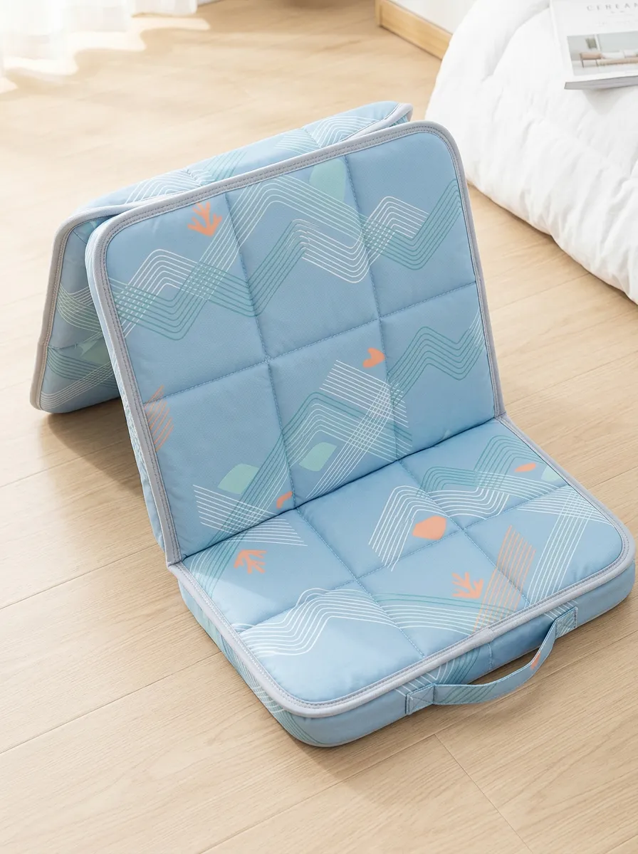 Blue Geometric Wave Coral Pattern Cooling Mat