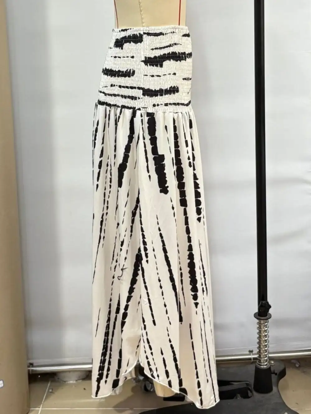 Plain Smocked Asymmetrical Skirt