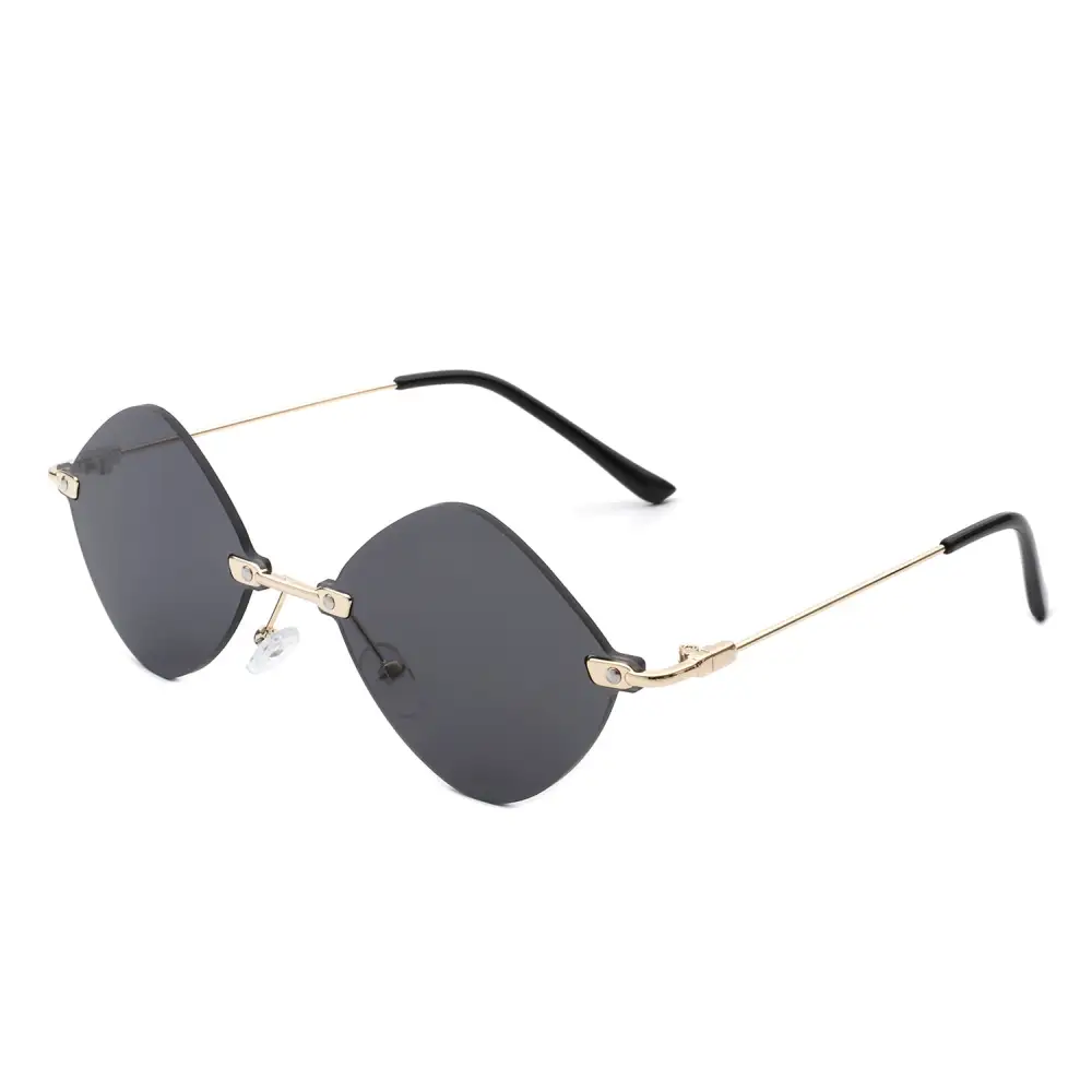 Round Rimless Frame Sunglasses