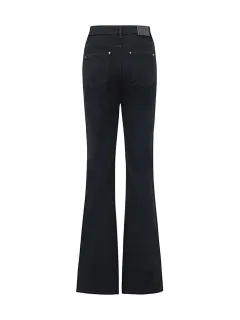 Black Ankle Length Flared Jeans