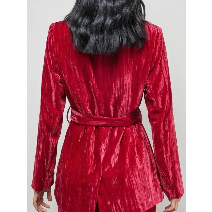 Velvet Lapel Collar Blazer and Pants Set