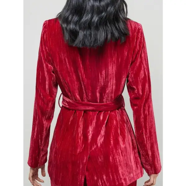 Velvet Lapel Collar Blazer and Pants Set