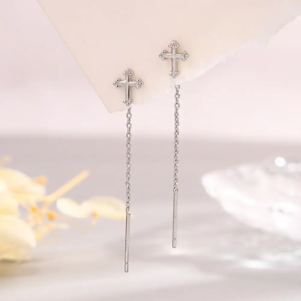 Sterling Silver Cross Earrings