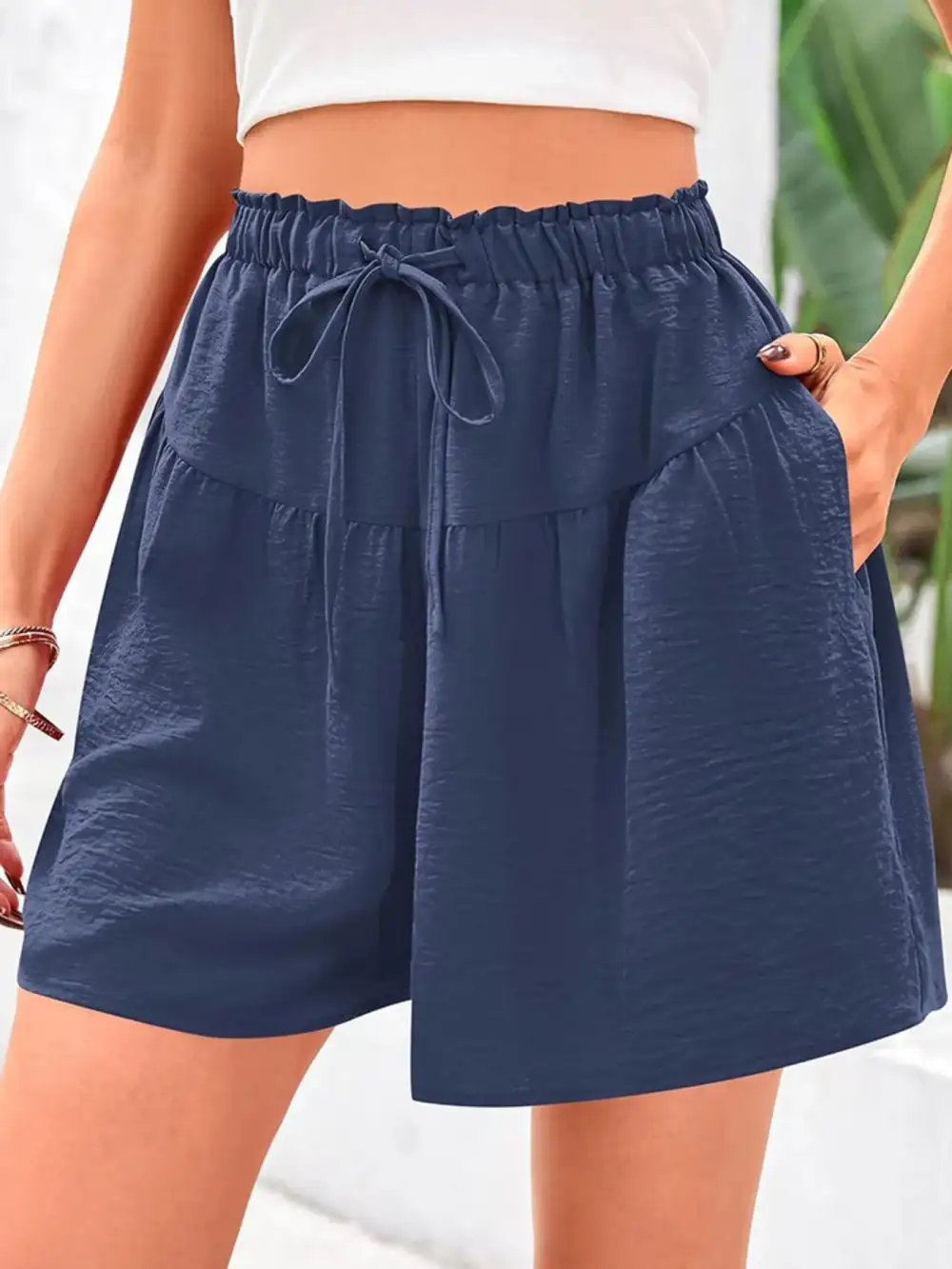 Casual Drawstring High-Waist Relaxed Shorts