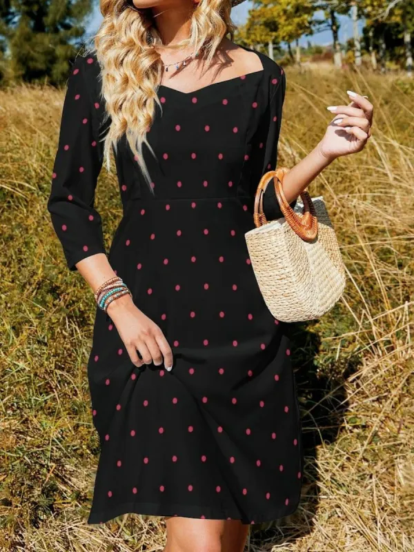 Contrast Polka Dot Midi Dress
