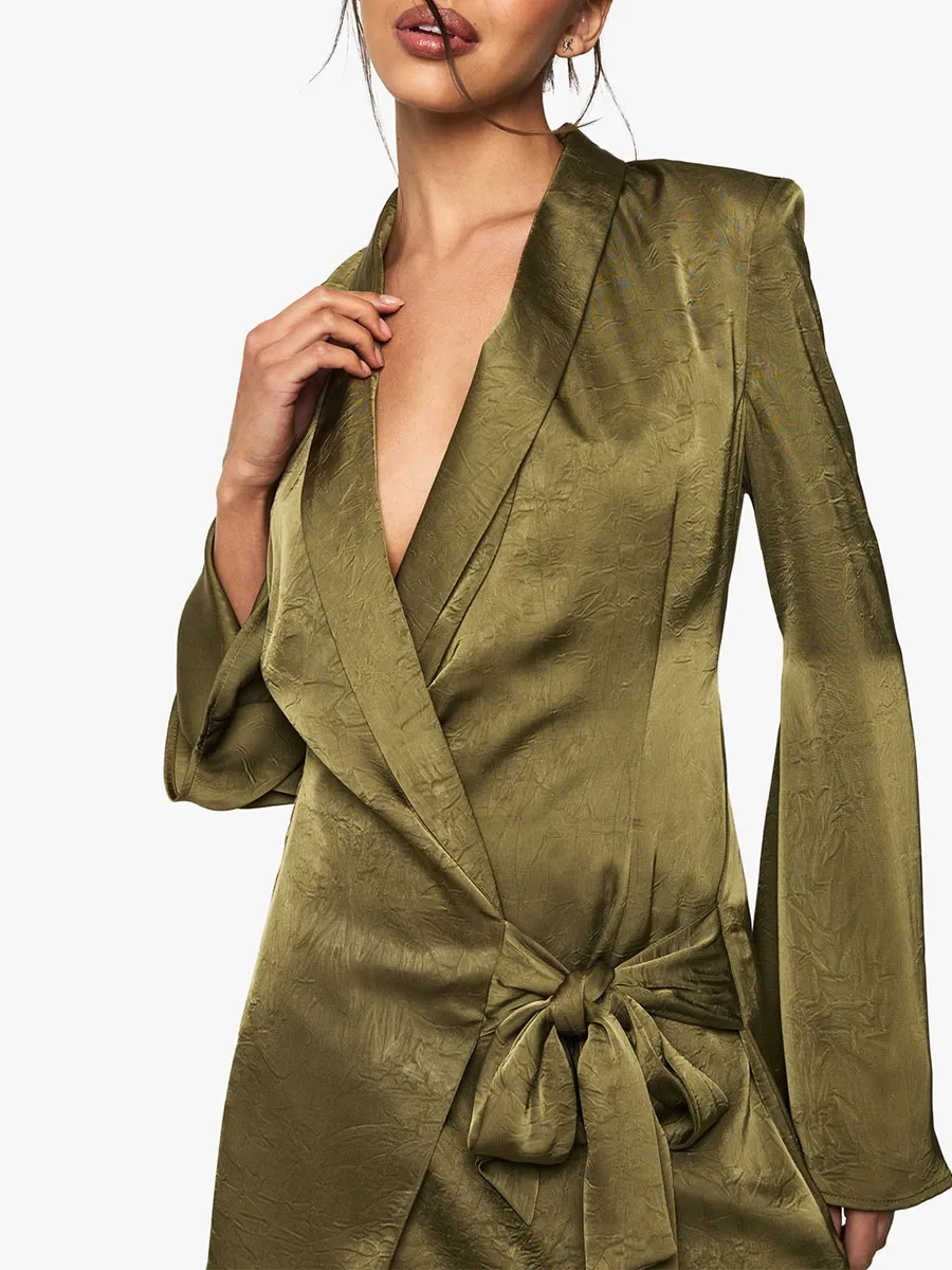 Women's Pink Belted Asymmetric Blazer Dress