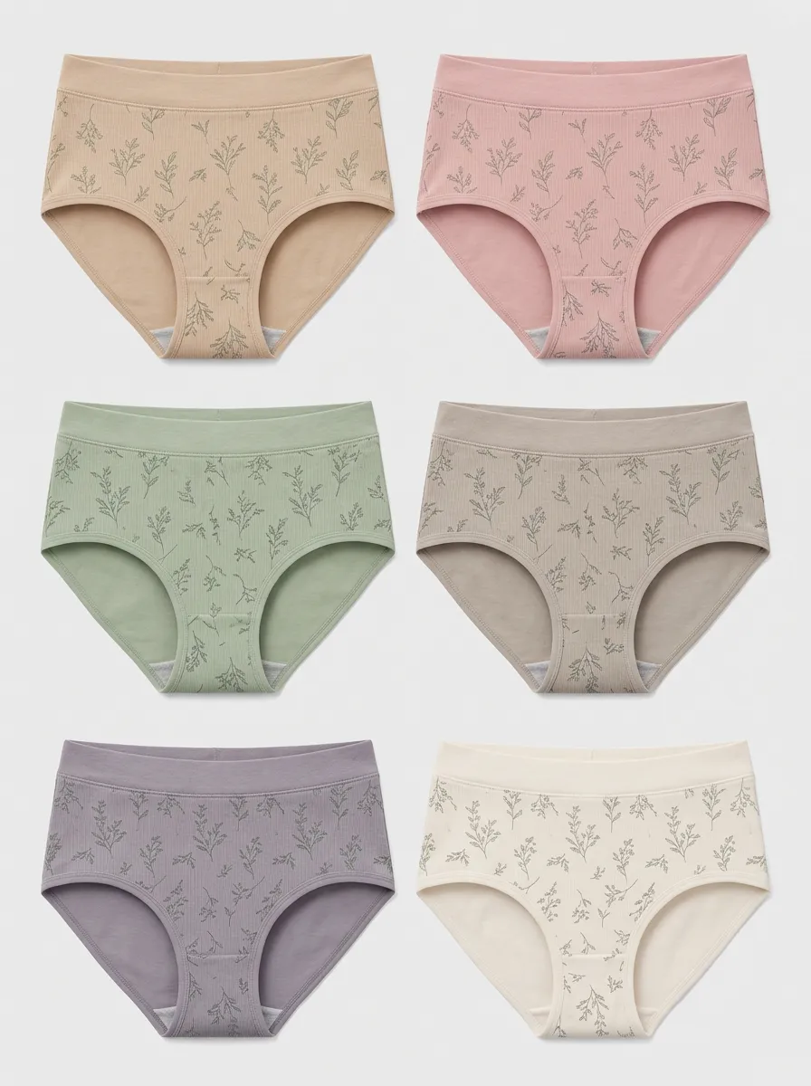 Women's Botanical Floral Ribbed Briefs Multi-Pack